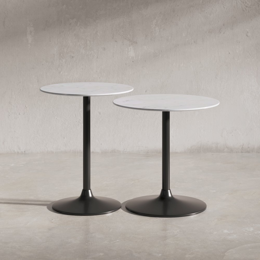 Camille Solid Marble and Iron Modern Luxury Accent Tables (Set of 2). Picture 11