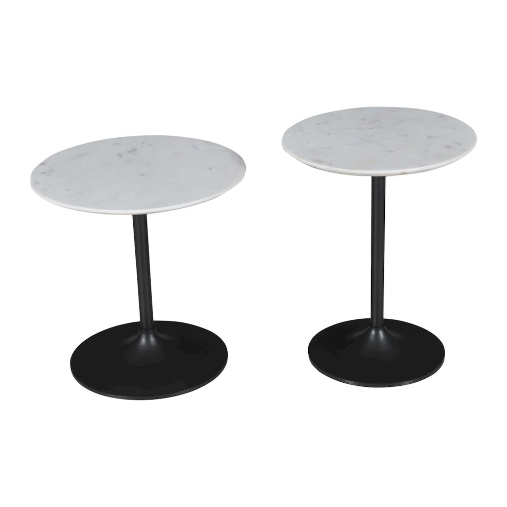 Camille Solid Marble and Iron Modern Luxury Accent Tables (Set of 2). Picture 1