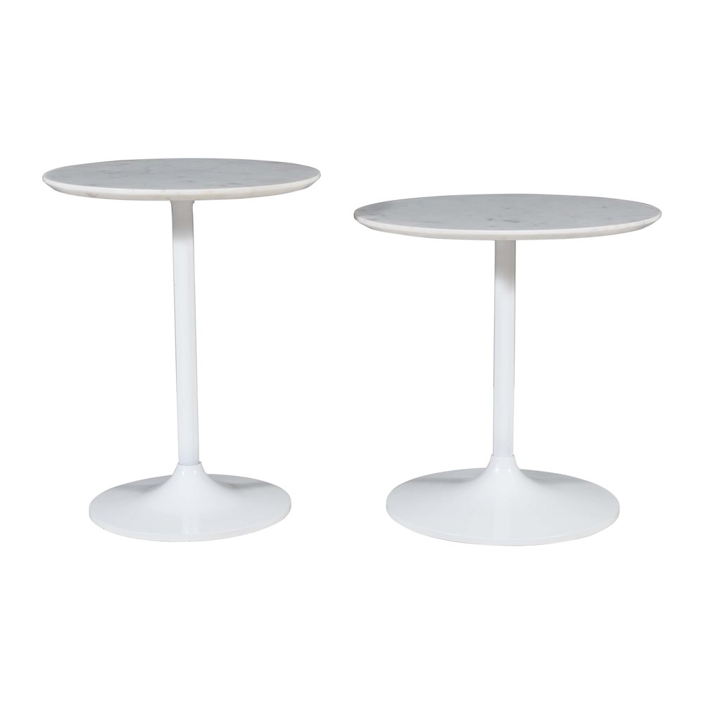 Camille Solid Marble and Iron Modern Luxury Accent Tables (Set of 2). Picture 1
