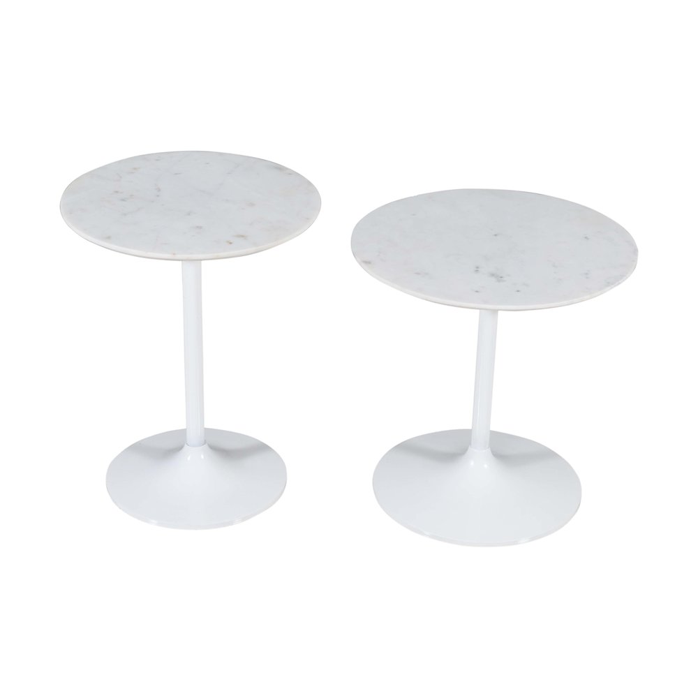 Camille Solid Marble and Iron Modern Luxury Accent Tables (Set of 2). Picture 2