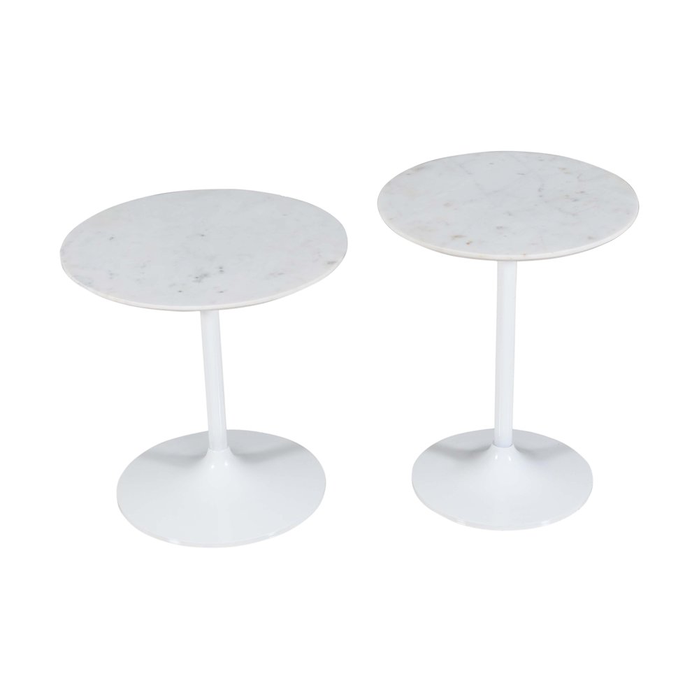 Camille Solid Marble and Iron Modern Luxury Accent Tables (Set of 2). Picture 3
