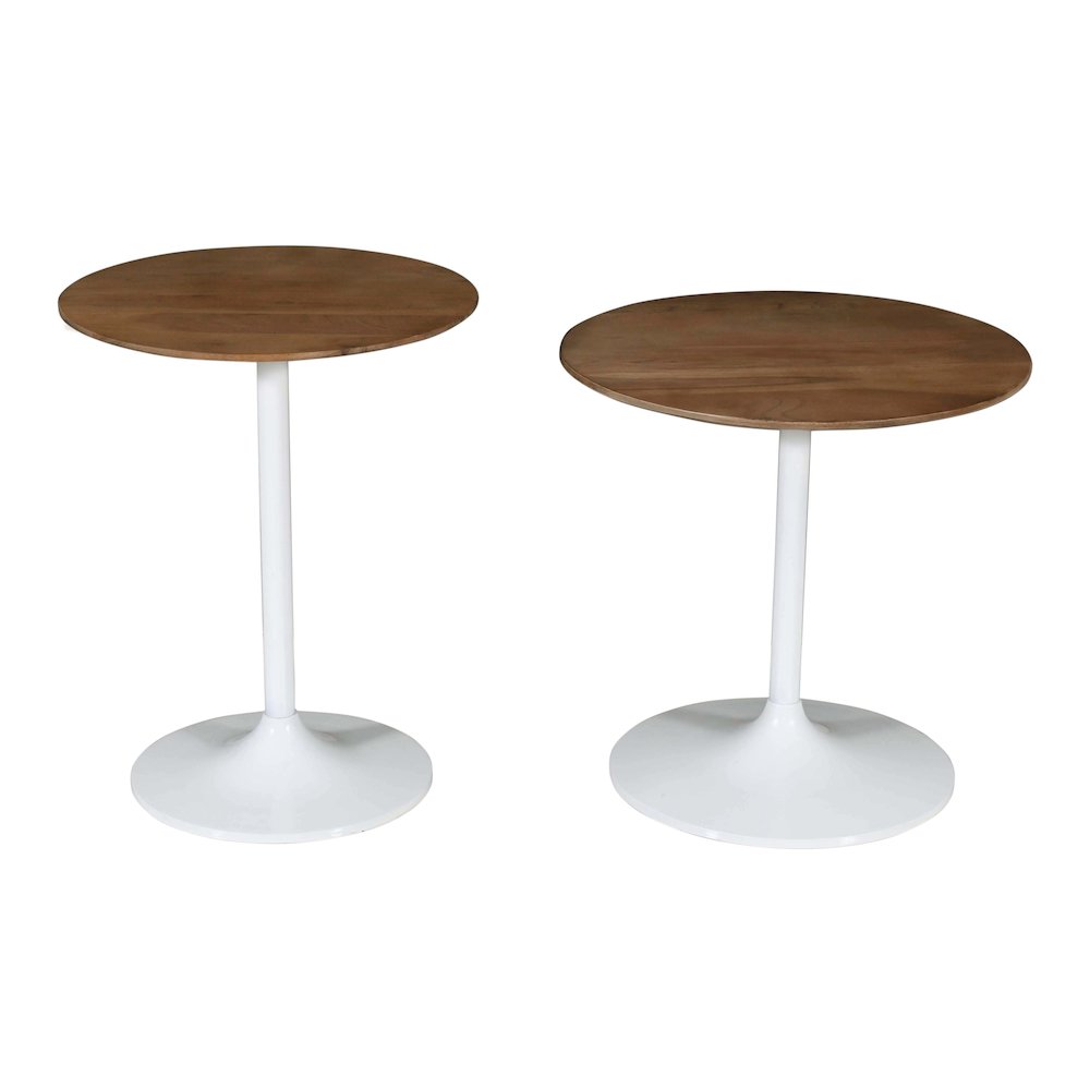 Remy Solid Wood and Iron Modern Pedestal Accent Tables (Set of 2). Picture 2