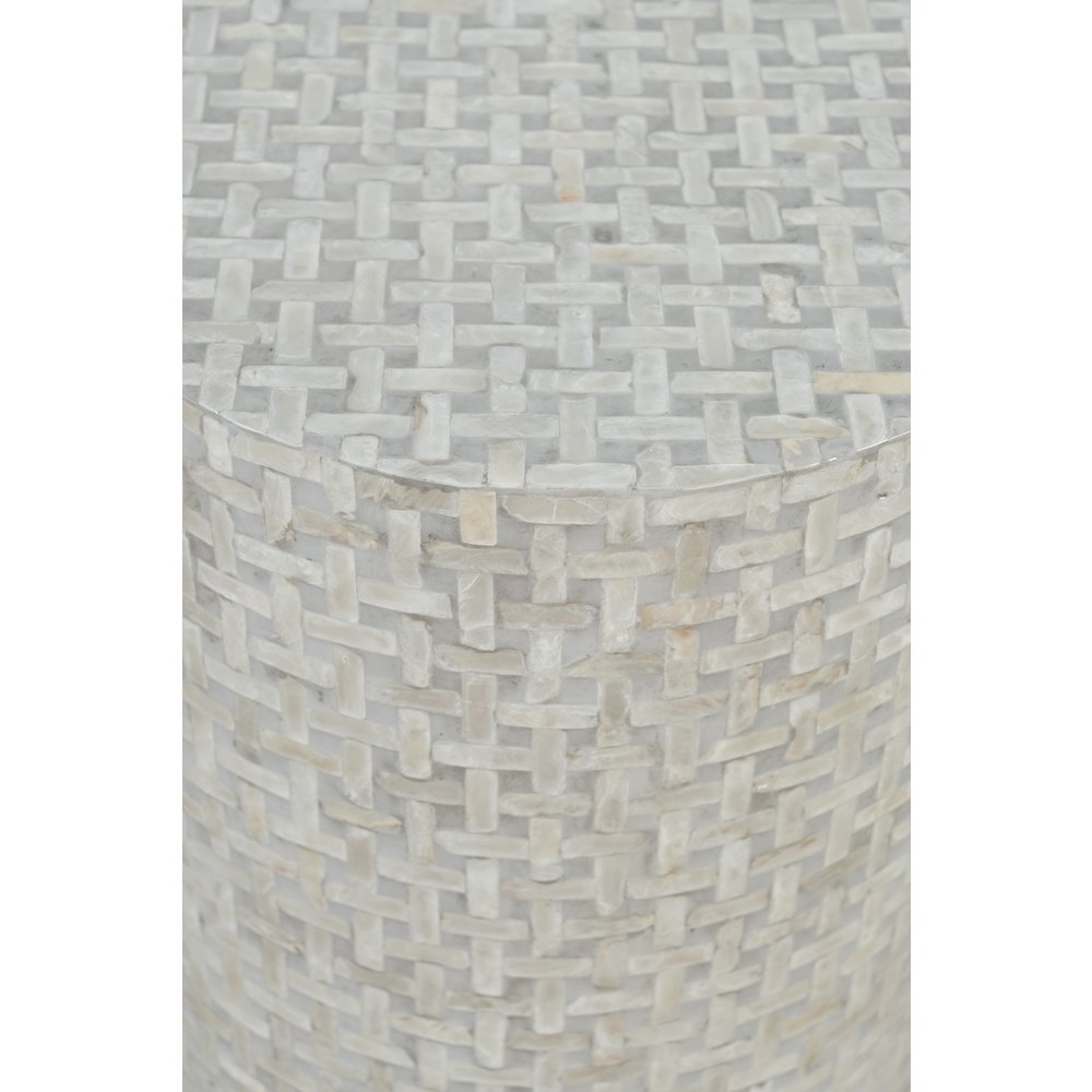 Global Archive Round Terrazzo Handcrafted Capiz Shell Accent Table. Picture 3