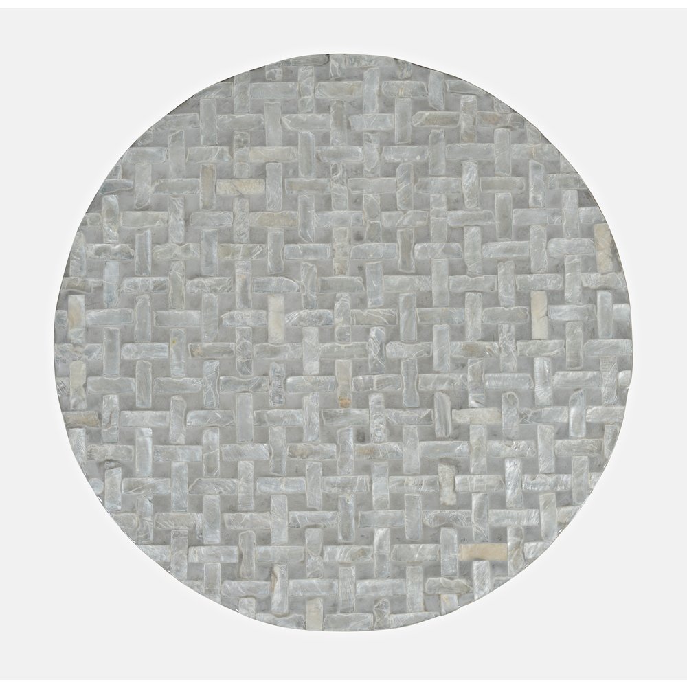 Global Archive Round Terrazzo Handcrafted Capiz Shell Accent Table. Picture 6