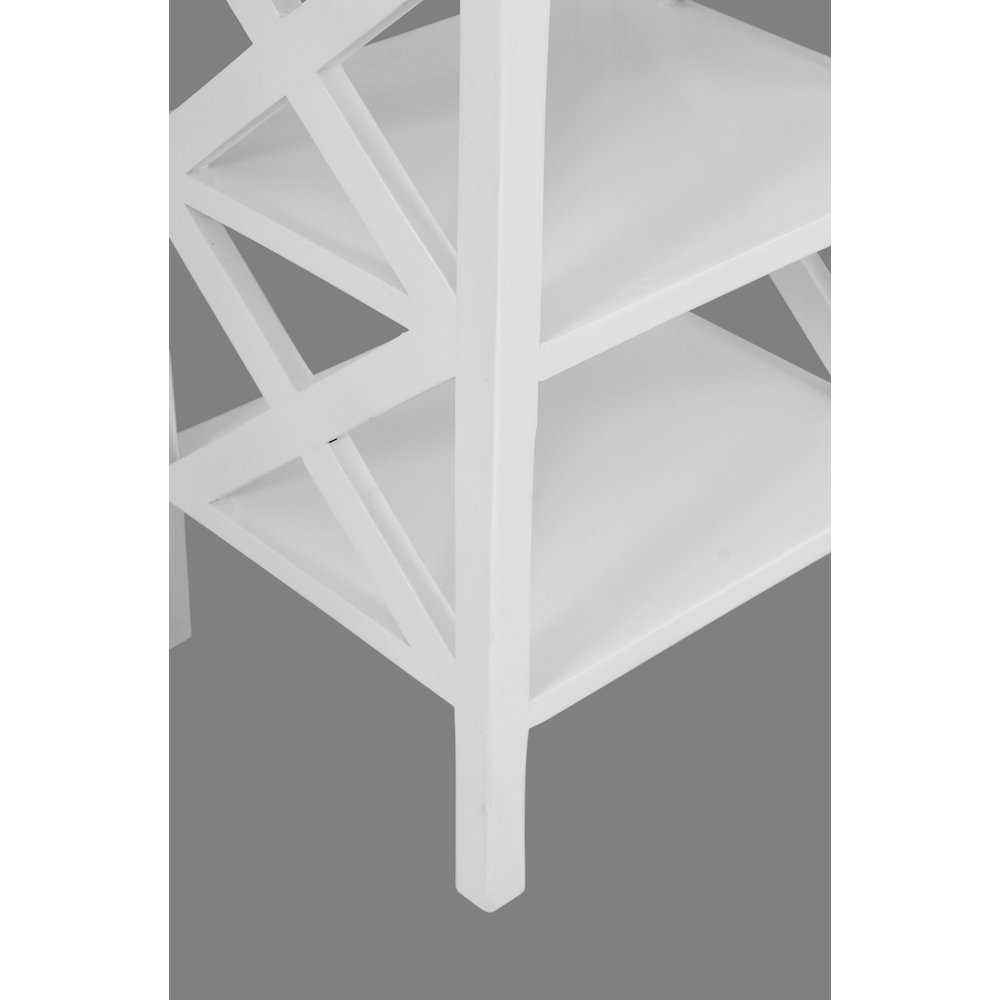 Global Archive Solid Wood Rustic Modern X-Side Accent Bookcase with Two Shelves. Picture 4