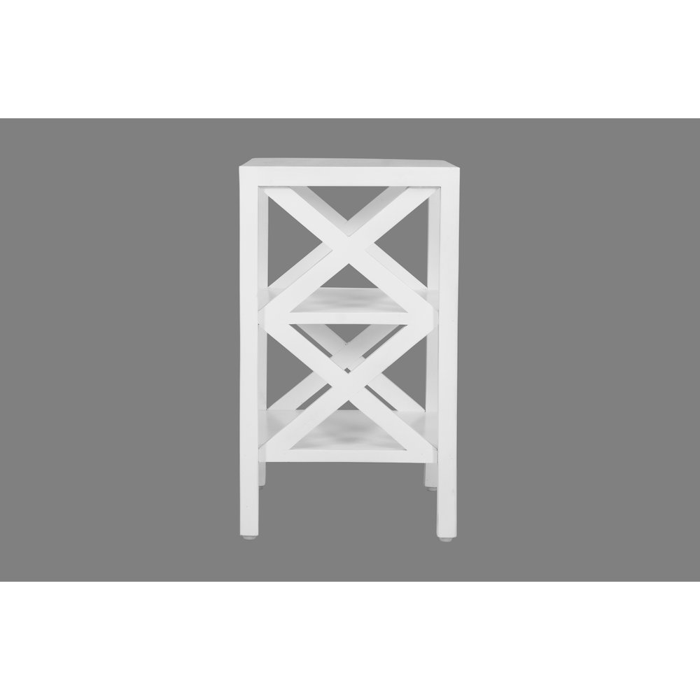 Global Archive Solid Wood Rustic Modern X-Side Accent Bookcase with Two Shelves. Picture 5