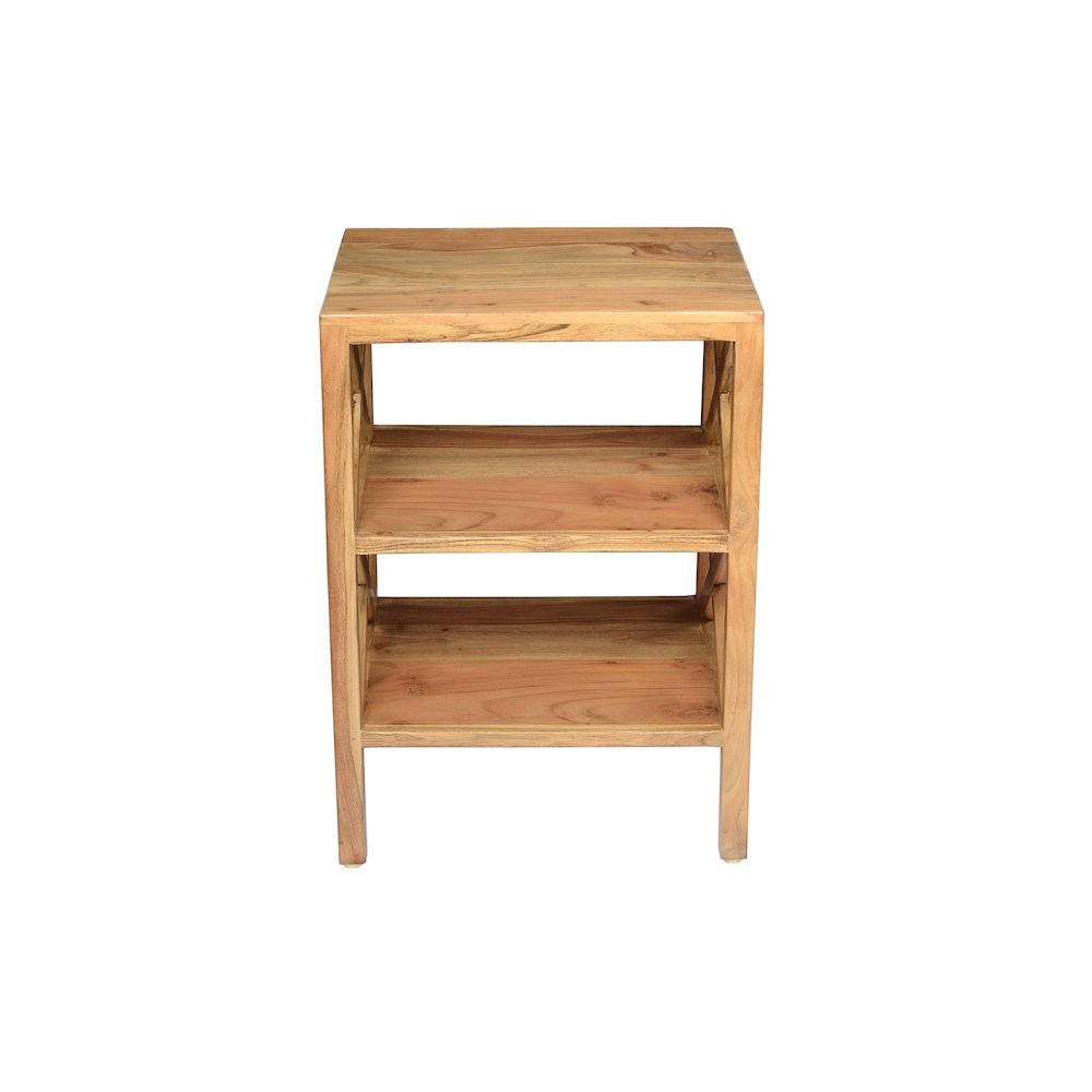 Global Archive Solid Wood Rustic Modern X-Side Accent Bookcase with Two Shelves. Picture 1