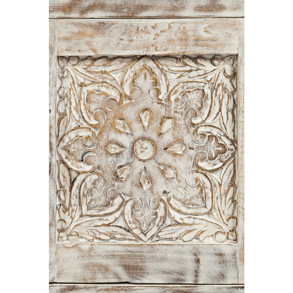 Global Archive Hand Carved Mango Wood Accent Table. Picture 5