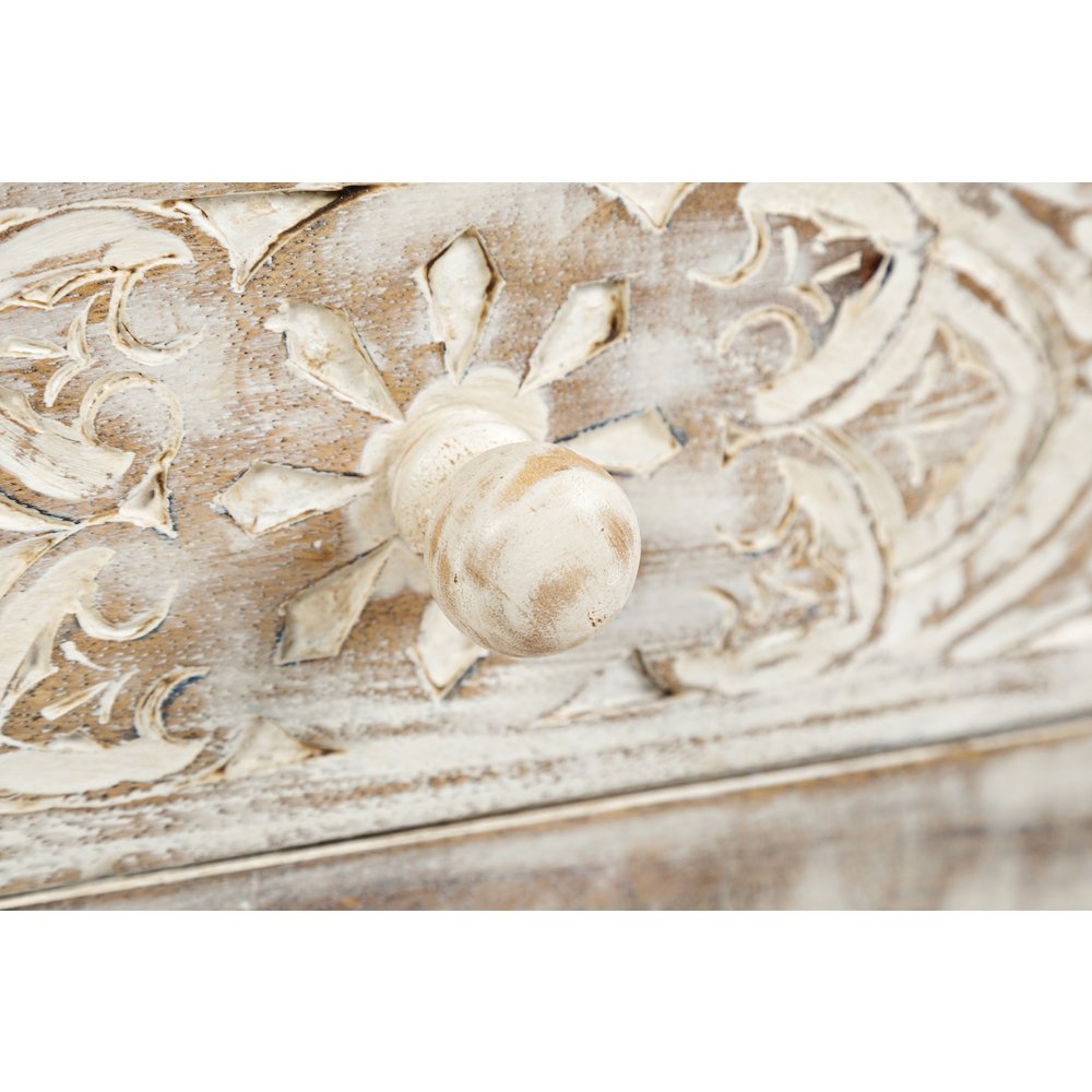 Global Archive Hand Carved Mango Wood Accent Table. Picture 4