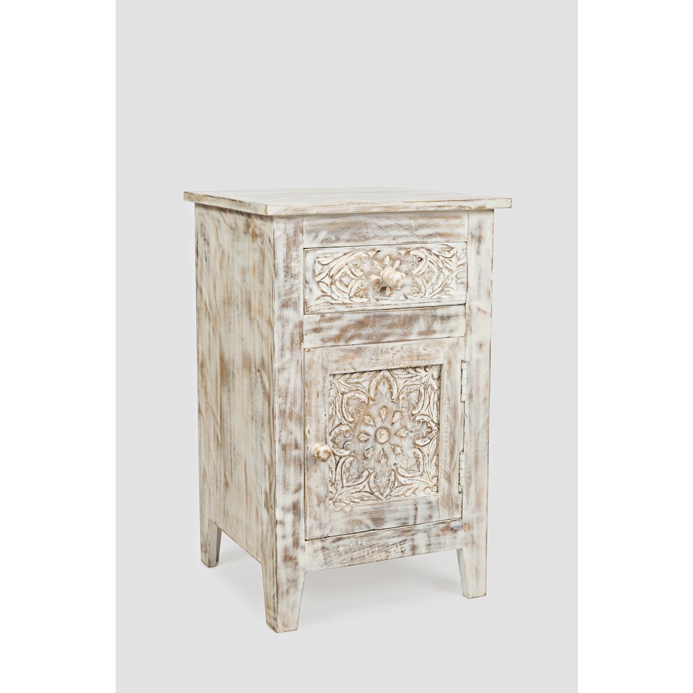 Global Archive Hand Carved Mango Wood Accent Table. Picture 3