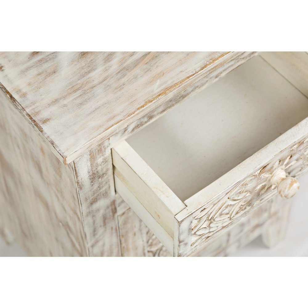 Global Archive Hand Carved Mango Wood Accent Table. Picture 6