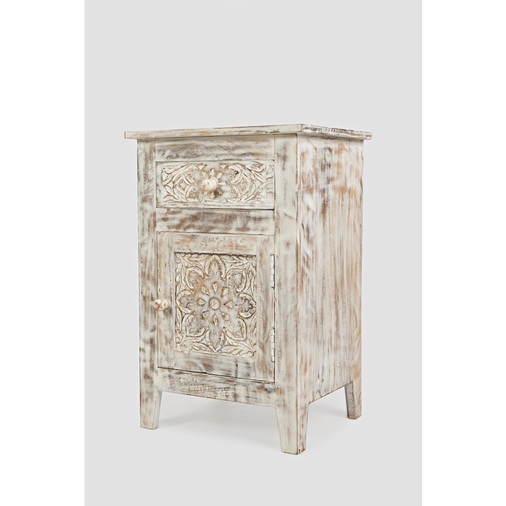 Global Archive Hand Carved Mango Wood Accent Table. Picture 2