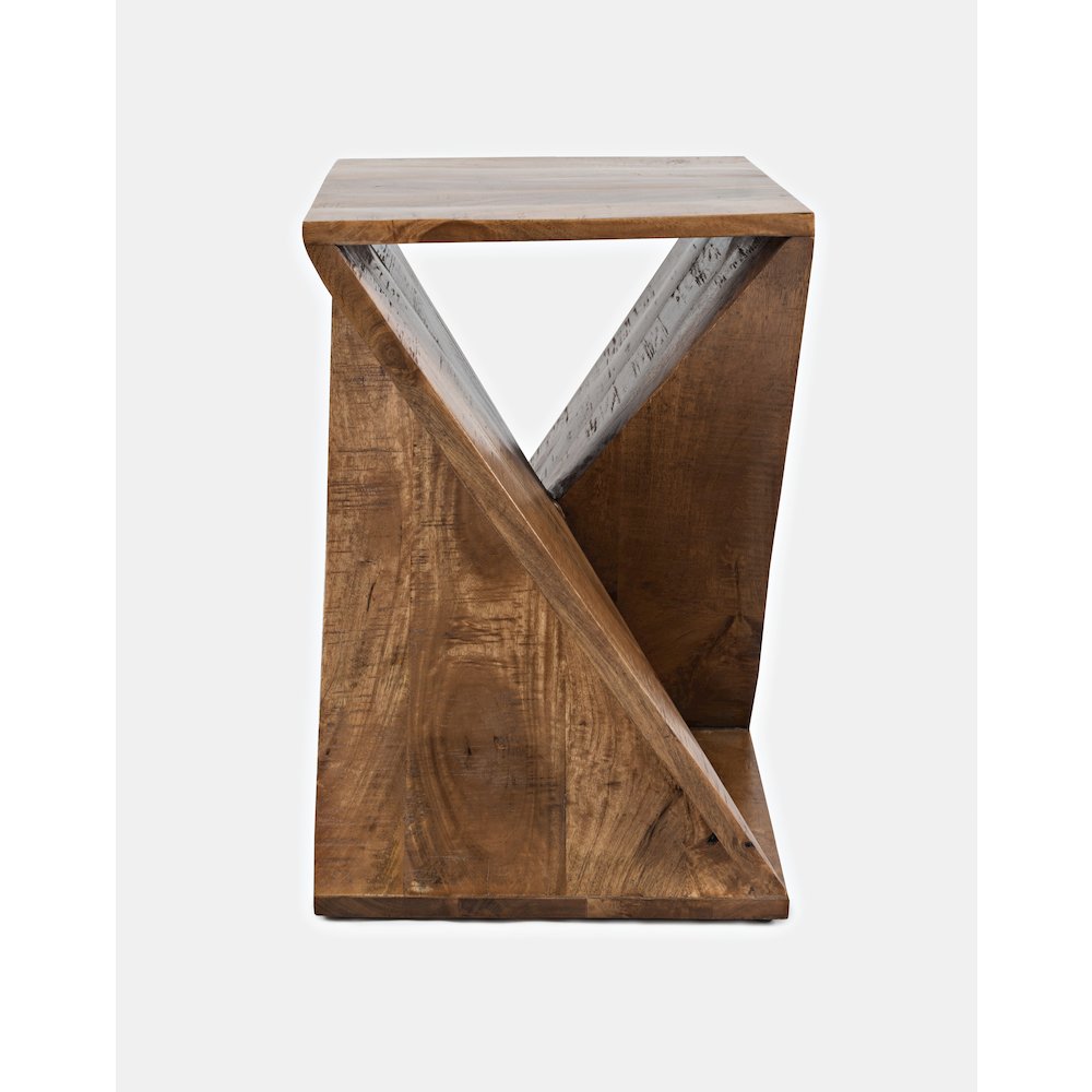 Global Archive Solid Mango Hardwood Modern Angled Jasper Table. Picture 8