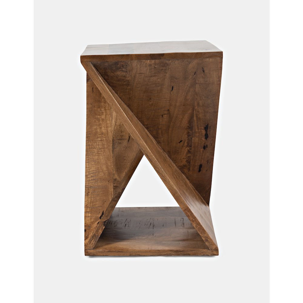 Global Archive Solid Mango Hardwood Modern Angled Jasper Table. Picture 1