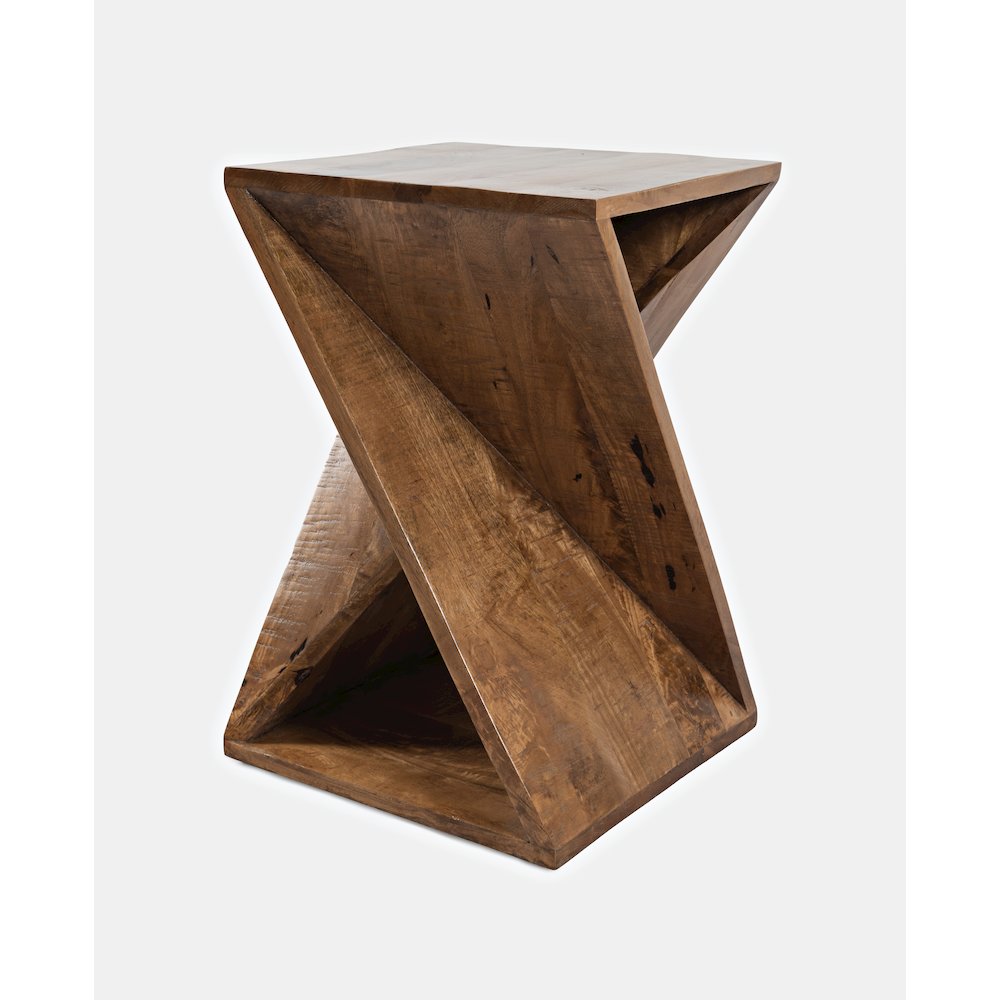 Global Archive Solid Mango Hardwood Modern Angled Jasper Table. Picture 3