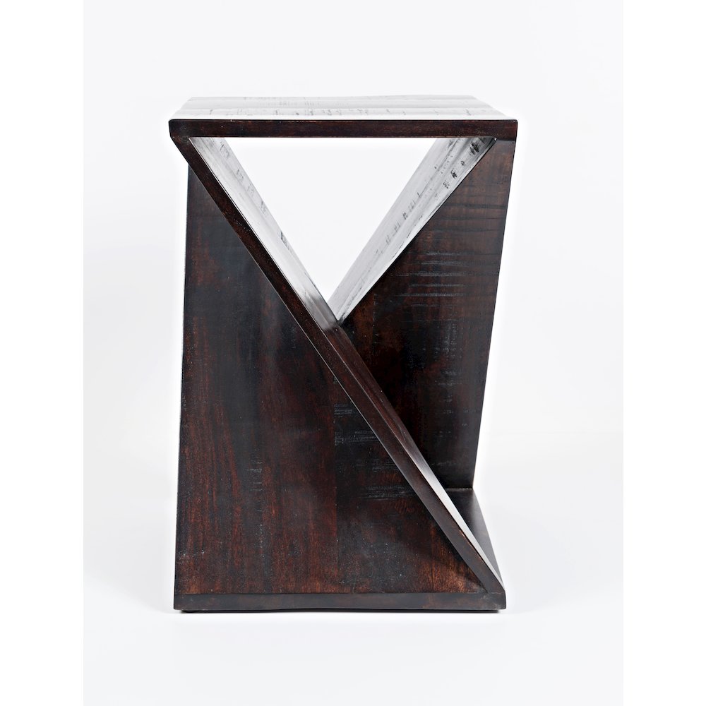 Global Archive Solid Mango Hardwood Modern Angled Jasper Table. Picture 8