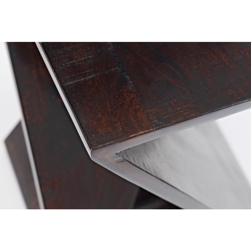 Global Archive Solid Mango Hardwood Modern Angled Jasper Table. Picture 6