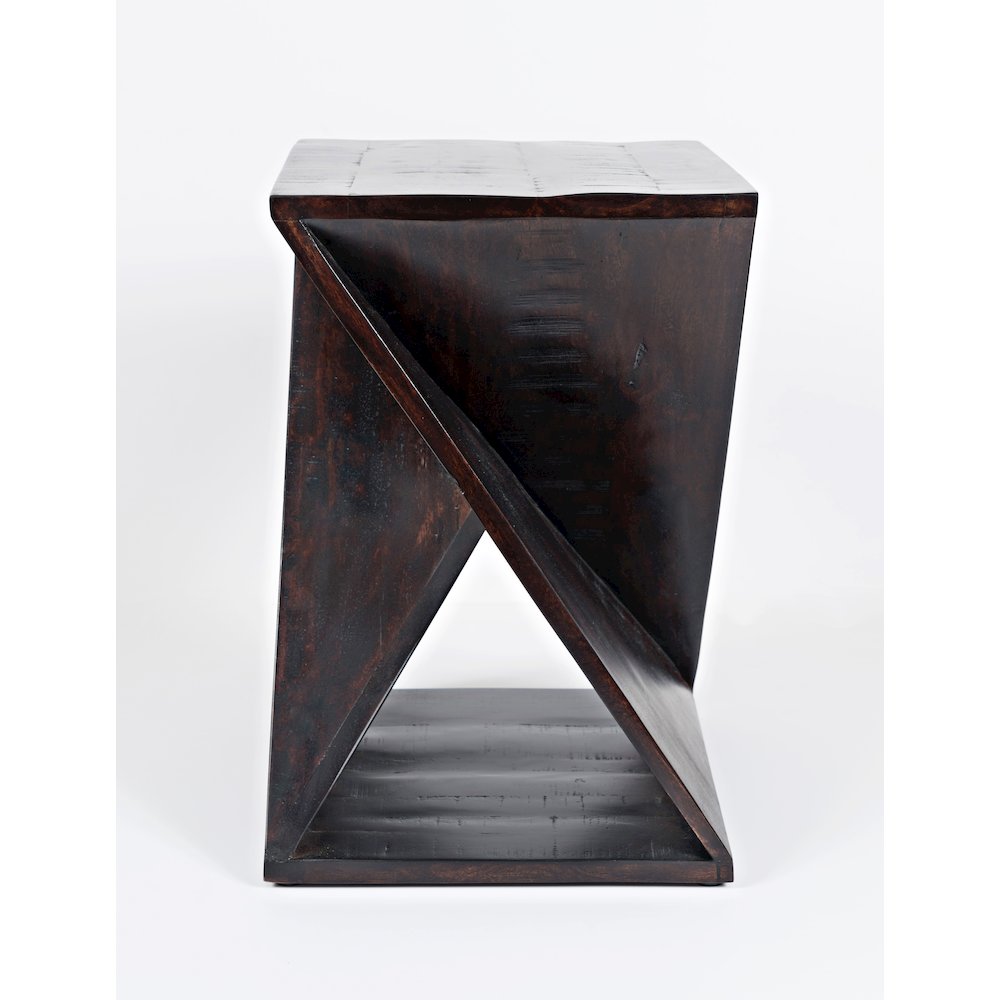 Global Archive Solid Mango Hardwood Modern Angled Jasper Table. Picture 1