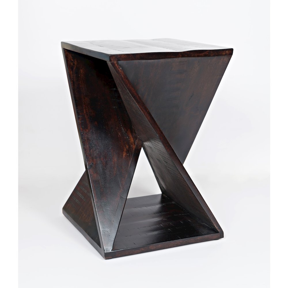 Global Archive Solid Mango Hardwood Modern Angled Jasper Table. Picture 3