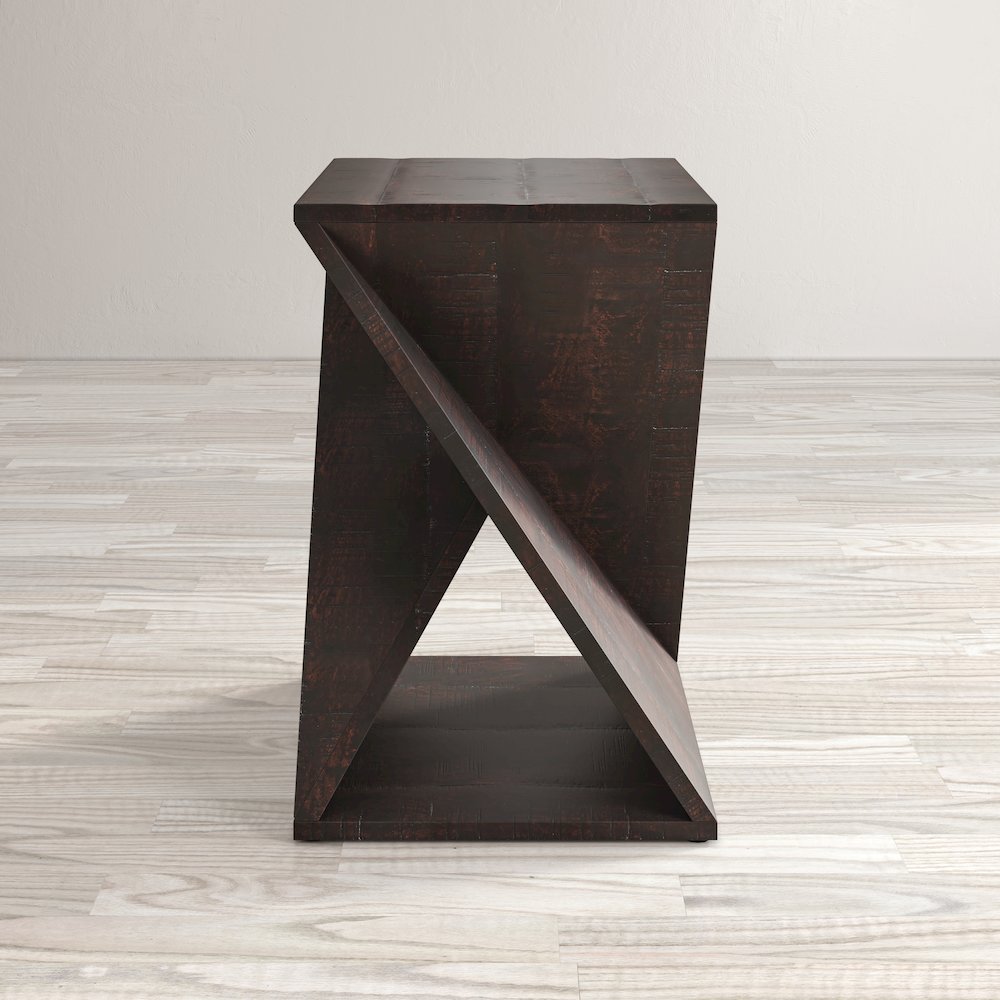 Global Archive Solid Mango Hardwood Modern Angled Jasper Table. Picture 9