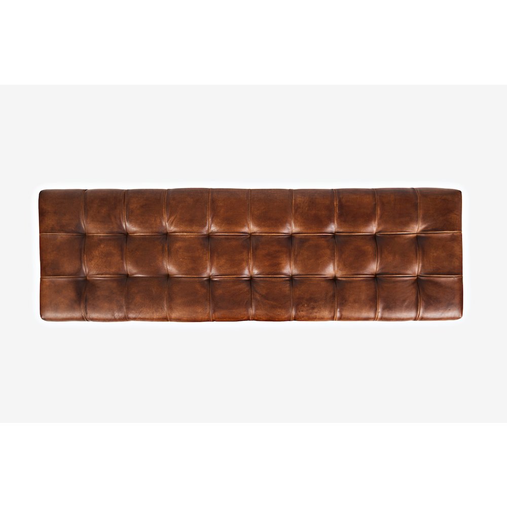 Global Archive 55" Genuine Distressed Leather Ottoman Bench. Picture 6