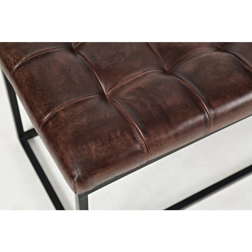 Global Archive 55" Genuine Distressed Leather Ottoman Bench. Picture 4