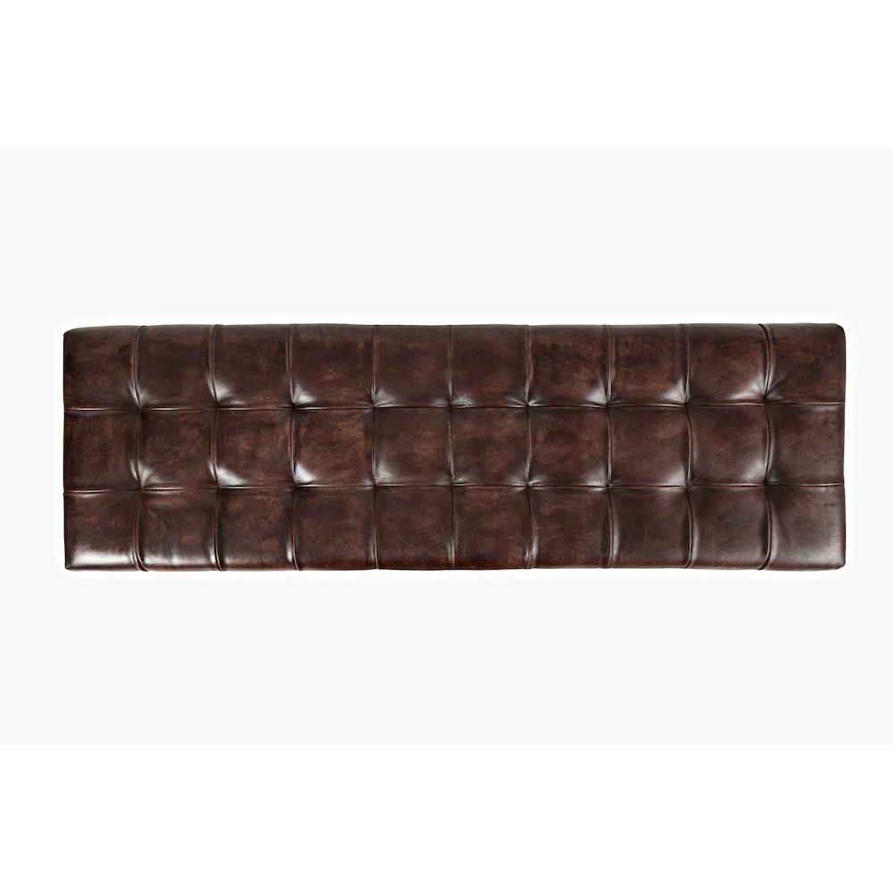 Global Archive 55" Genuine Distressed Leather Ottoman Bench. Picture 5