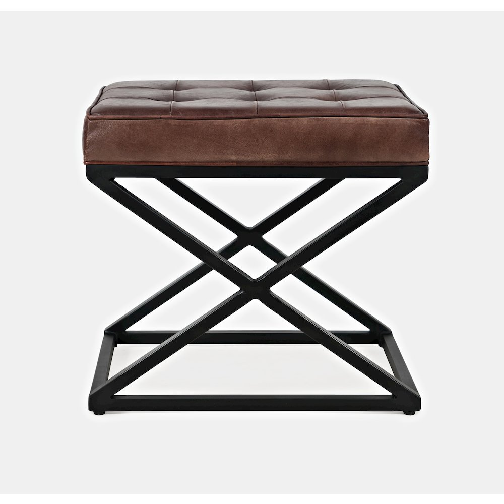 Global Archive Distressed Genuine Leather Ottoman Stool. Picture 1