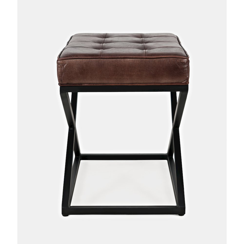Global Archive Distressed Genuine Leather Ottoman Stool. Picture 5