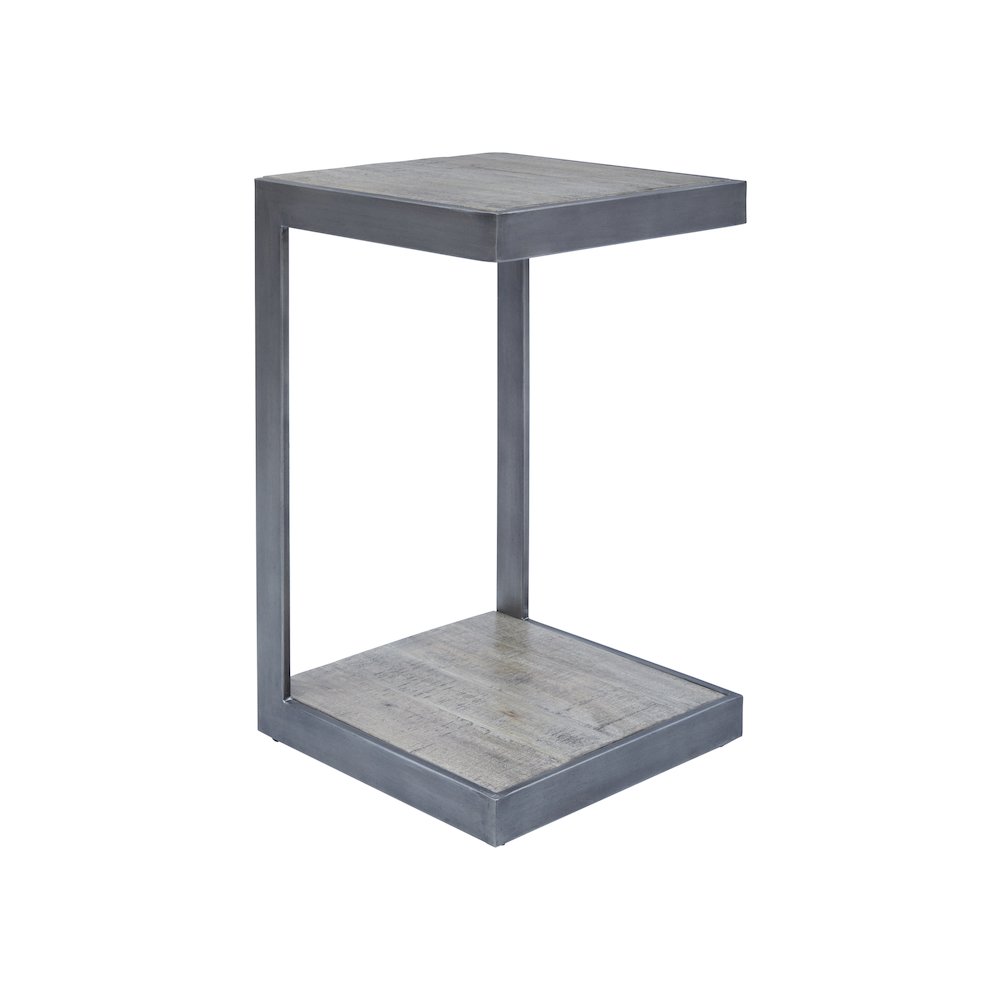 Global Archive Distressed Acacia and Stainless Steel "C" Table. Picture 2