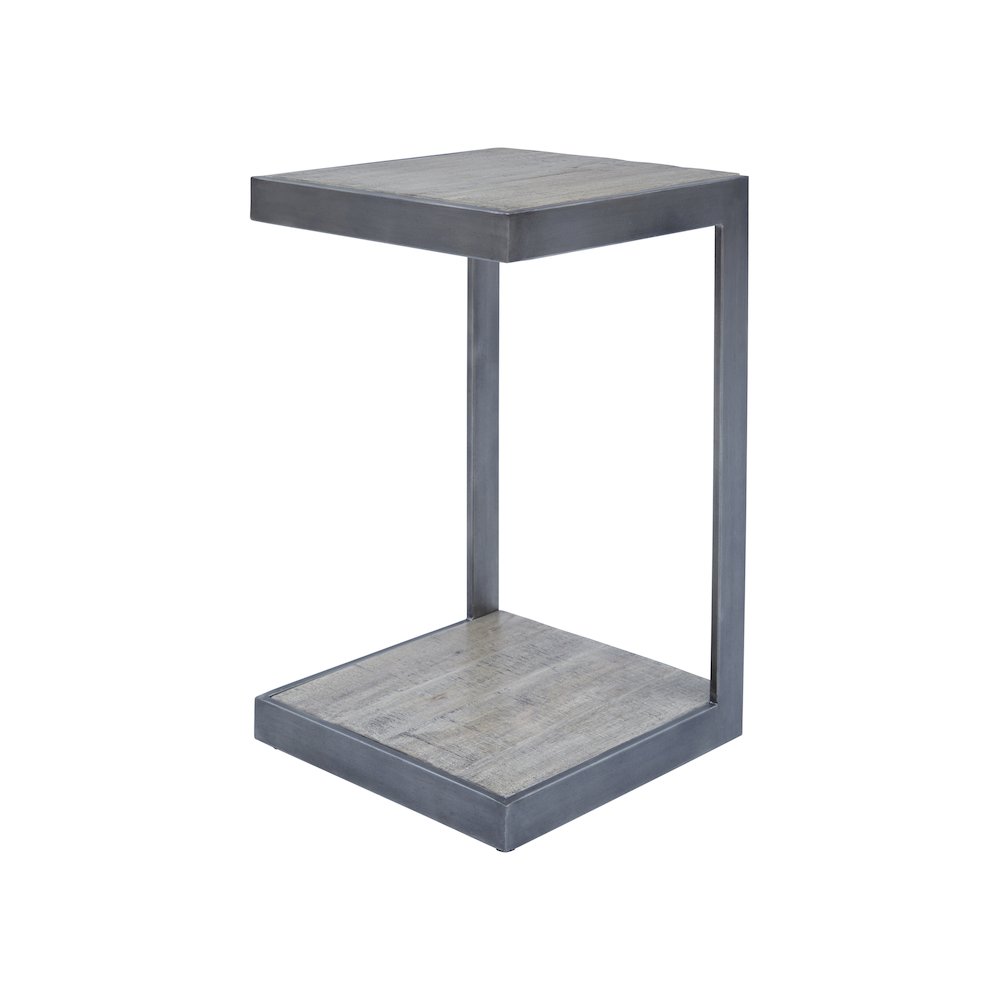 Global Archive Distressed Acacia and Stainless Steel "C" Table. Picture 3