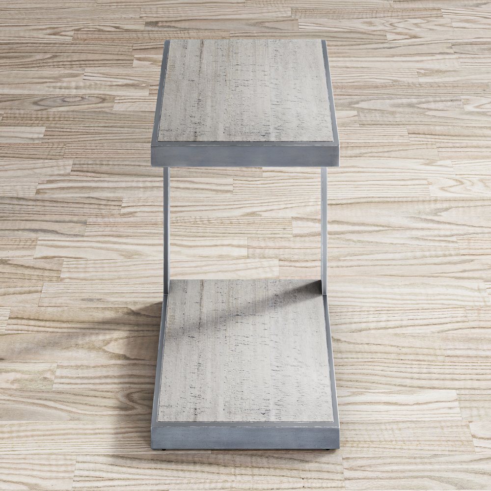 Global Archive Distressed Acacia and Stainless Steel "C" Table. Picture 9