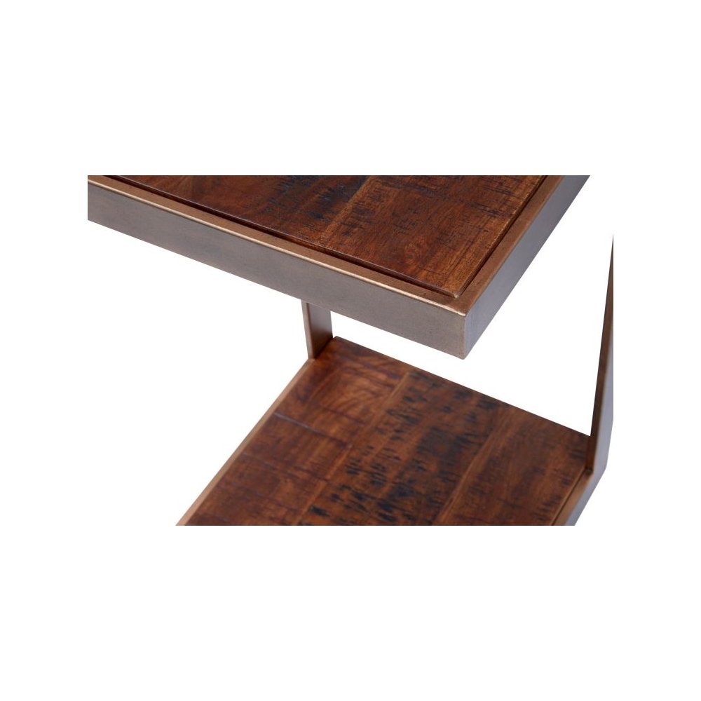 Global Archive Distressed Acacia and Stainless Steel "C" Table. Picture 4