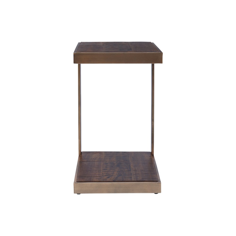 Global Archive Distressed Acacia and Stainless Steel "C" Table. Picture 1