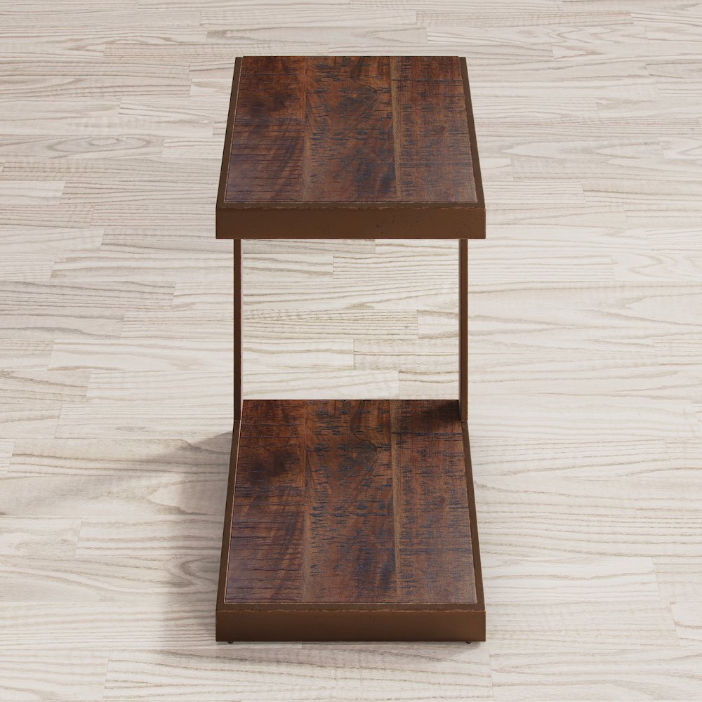Global Archive Distressed Acacia and Stainless Steel "C" Table. Picture 8