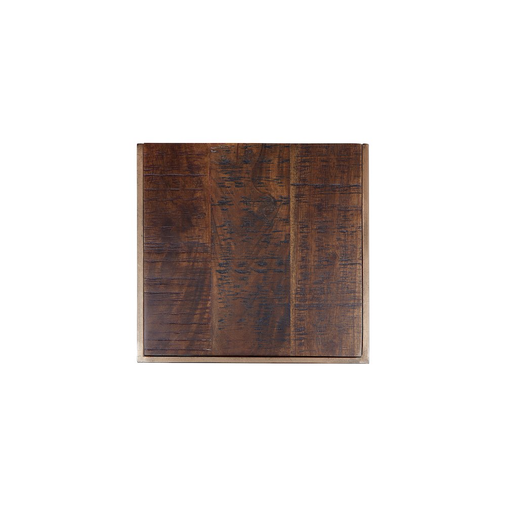 Global Archive Distressed Acacia and Stainless Steel "C" Table. Picture 5
