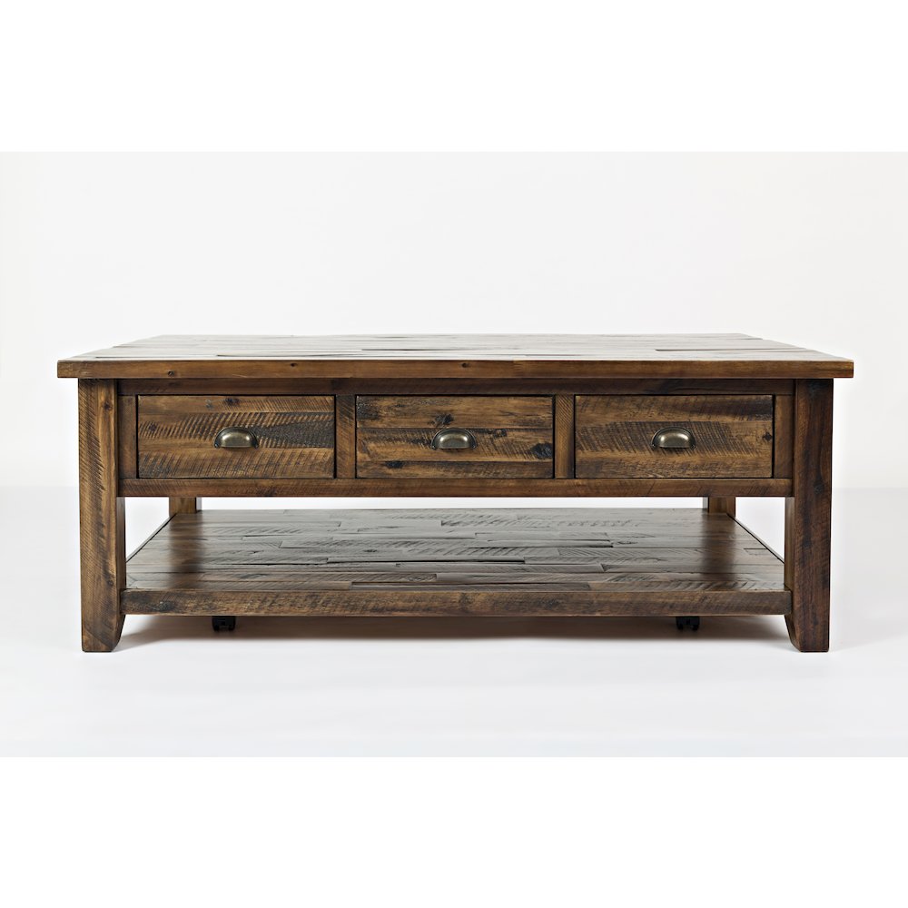 Artisan's Craft Rustic Farmhouse Distressed Solid Wood Coffee Table. Picture 1