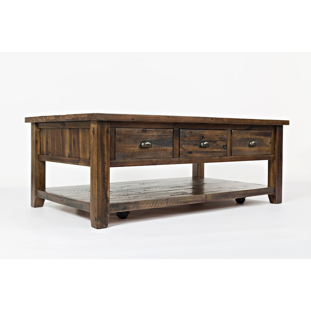 Artisan's Craft Rustic Farmhouse Distressed Solid Wood Coffee Table. Picture 3