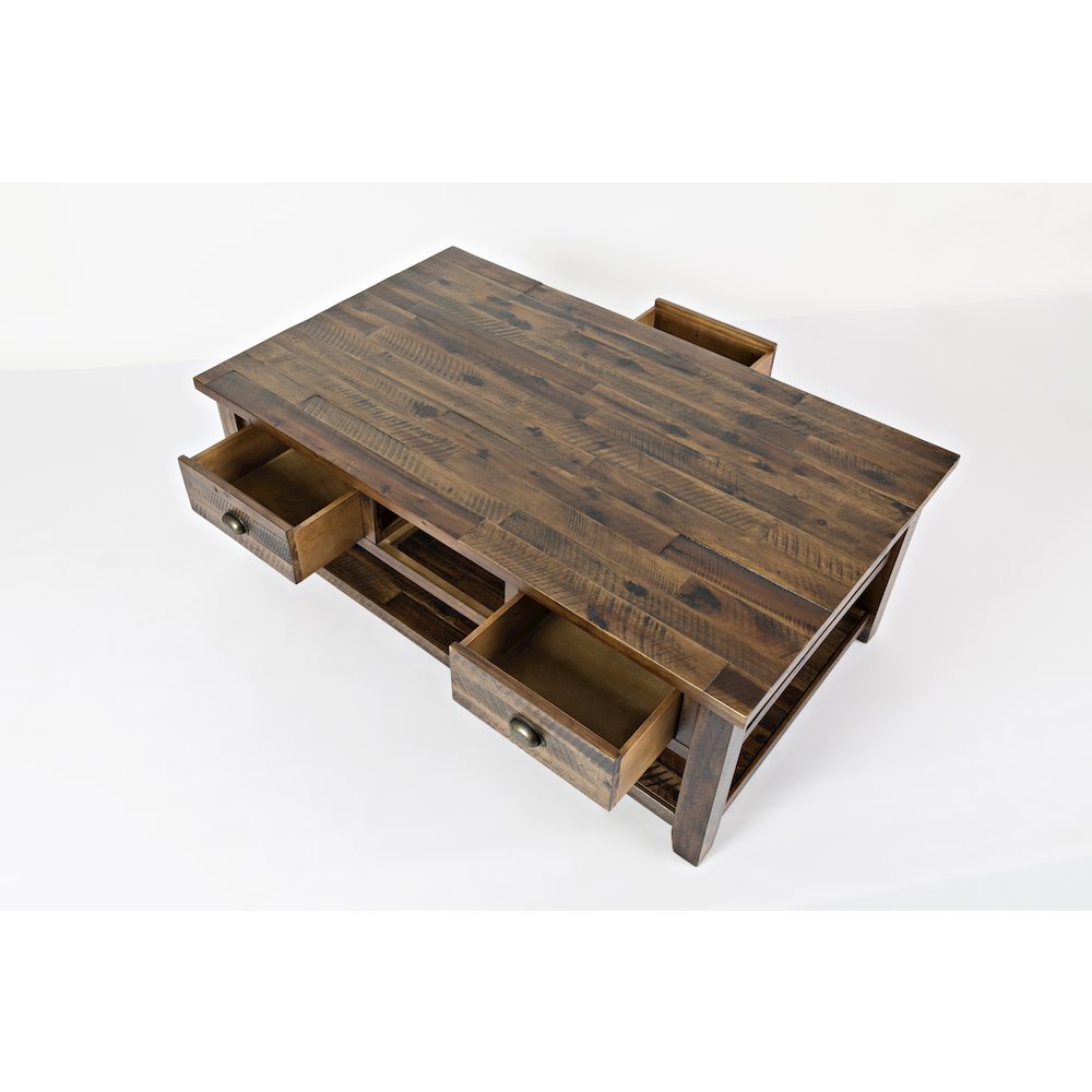 Artisan's Craft Rustic Farmhouse Distressed Solid Wood Coffee Table. Picture 6