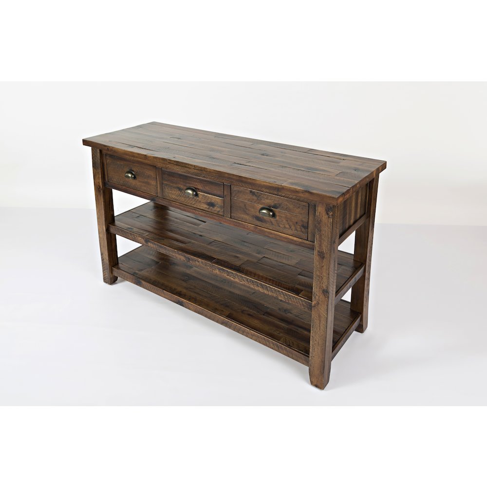 Artisan's Craft Rustic Farmhouse Distressed Solid Wood 50" Sofa Table. Picture 2