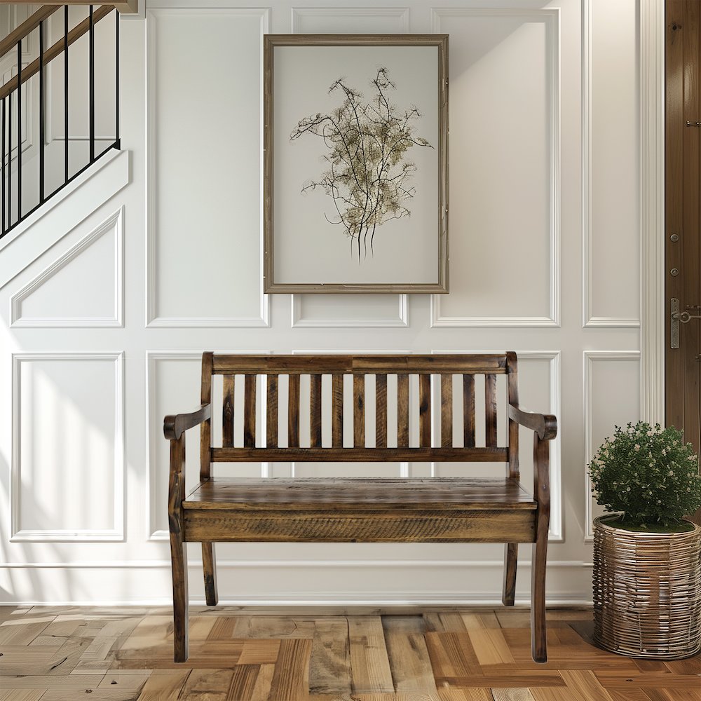 Artisan's Craft 42" Rustic Farmhouse Distressed Solid Wood Storage Bench. Picture 2
