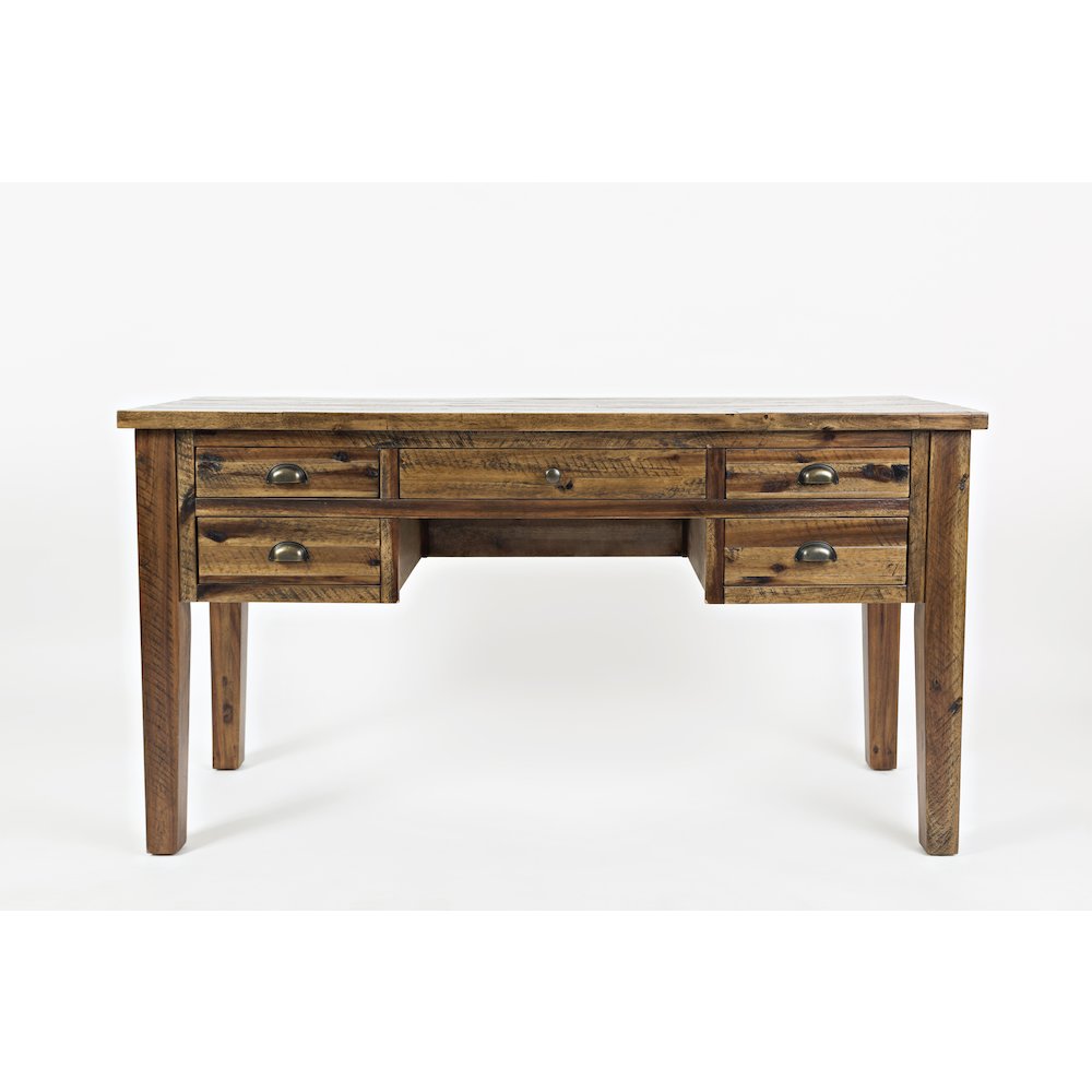 Artisan's Craft Rustic Farmhouse Distressed Acacia 5-Drawer Desk. Picture 1