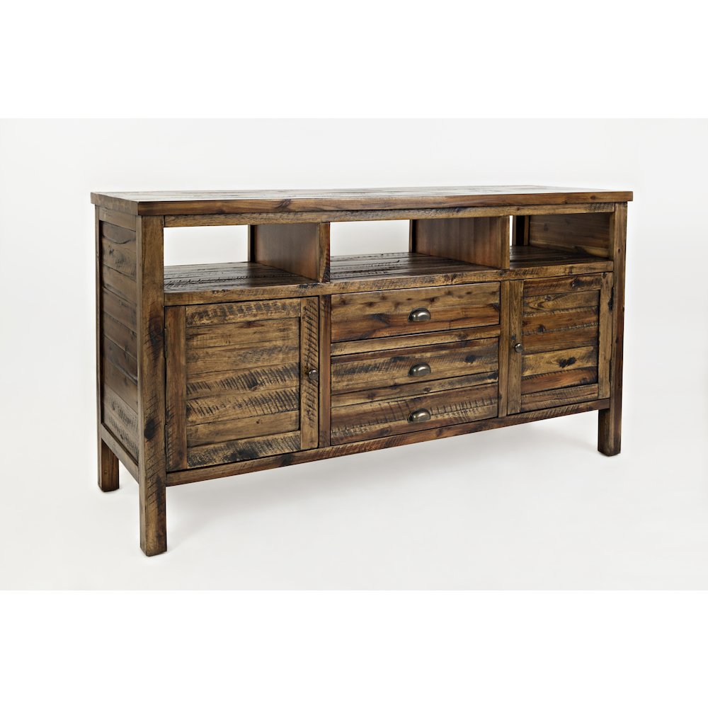60" Rustic Farmhouse Solid Wood Distressed Media Console TV Stand. Picture 3