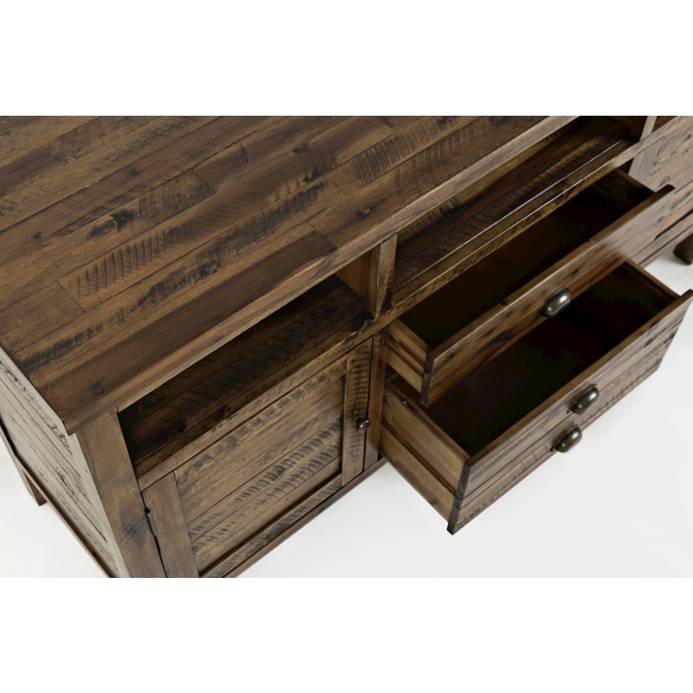 60" Rustic Farmhouse Solid Wood Distressed Media Console TV Stand. Picture 4
