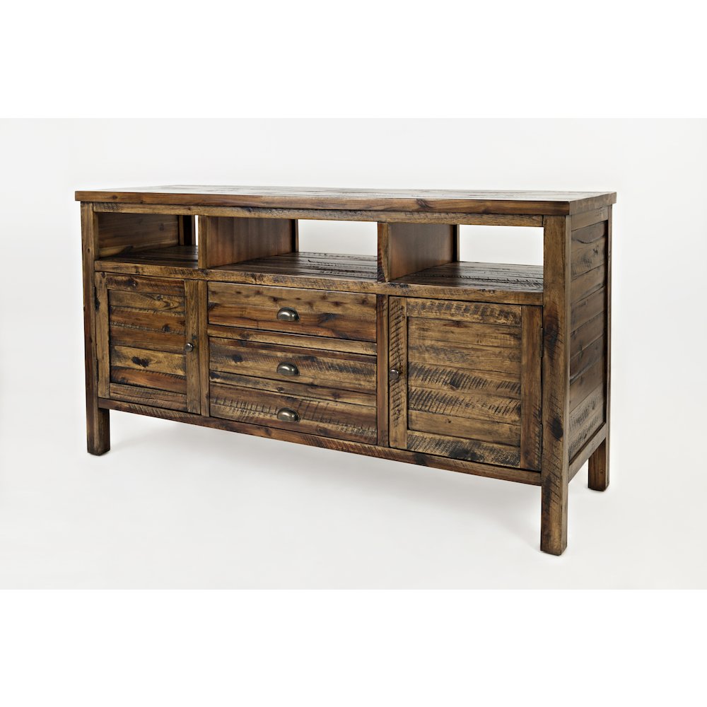 60" Rustic Farmhouse Solid Wood Distressed Media Console TV Stand. Picture 2