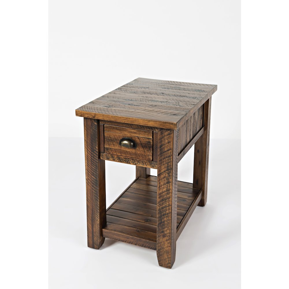 Artisan's Craft Rustic Farmhouse Distressed Solid Wood Chairside Table. Picture 2