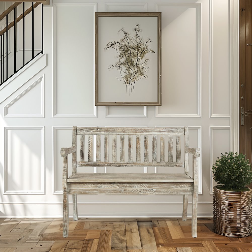Artisan's Craft 42" Rustic Farmhouse Distressed Solid Wood Storage Bench. Picture 8