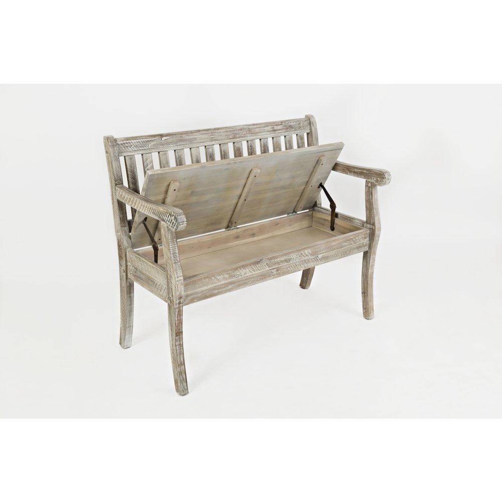 Artisan's Craft 42" Rustic Farmhouse Distressed Solid Wood Storage Bench. Picture 4