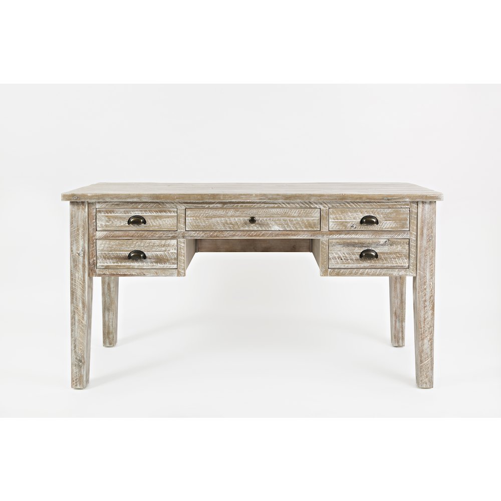 Artisan's Craft Rustic Farmhouse Distressed Solid Wood 5-Drawer Desk. Picture 1