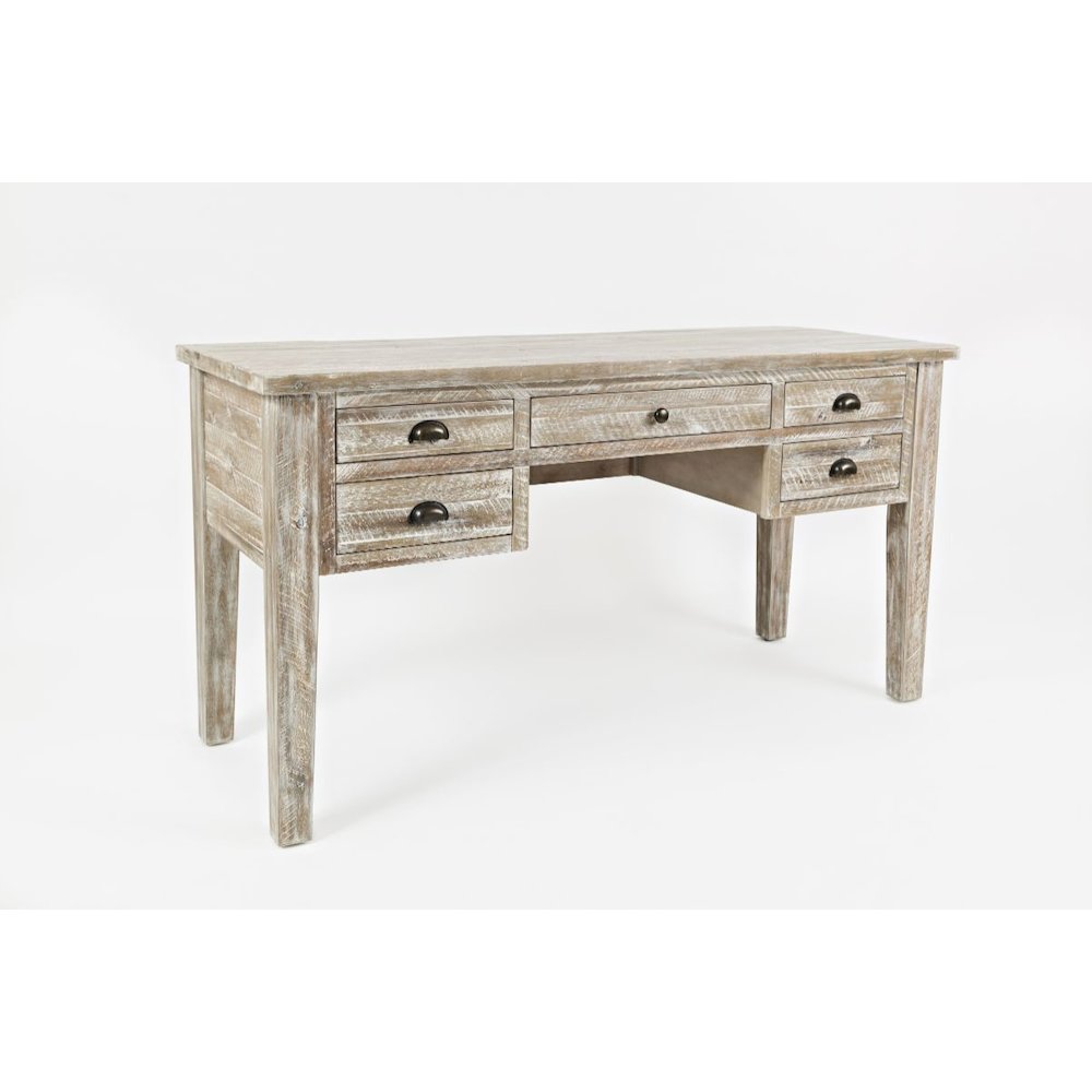 Artisan's Craft Rustic Farmhouse Distressed Solid Wood 5-Drawer Desk. Picture 2